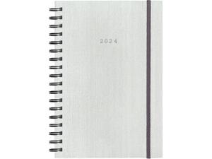 Ημερολόγιο ημερήσιο σπιράλ NEXT Fabric Plus με λάστιχο 17x25 cm 2024 λευκό